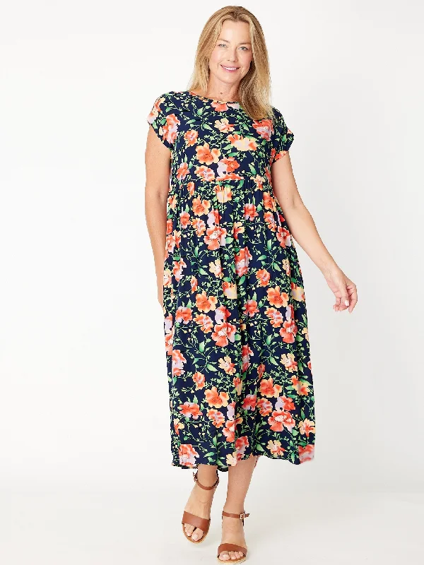 Teardrop Print Dress - Navy Floral 30469