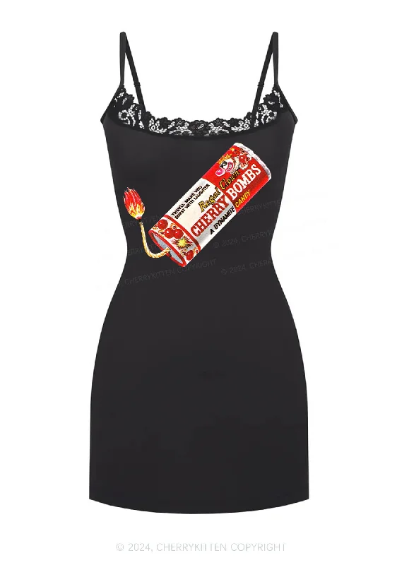 Cherry Bombs Y2K Lace Slip Dress Cherrykitten