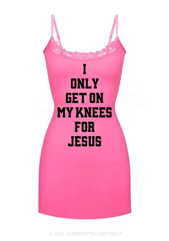 Get On Knees For Jesus Y2K Lace Slip Dress Cherrykitten