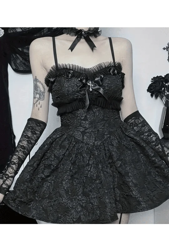 Ruffle Trim Gothic Lace Dress