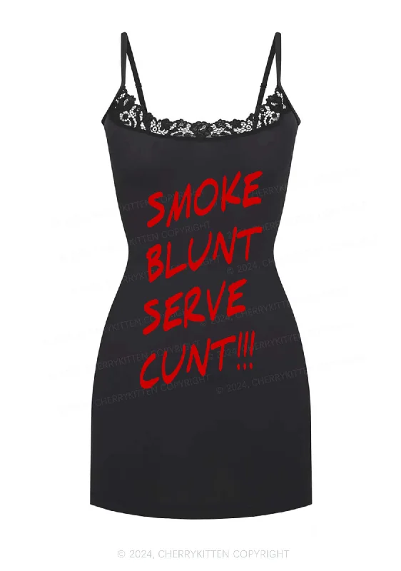 Smoke Blunt Y2K Lace Slip Dress Cherrykitten