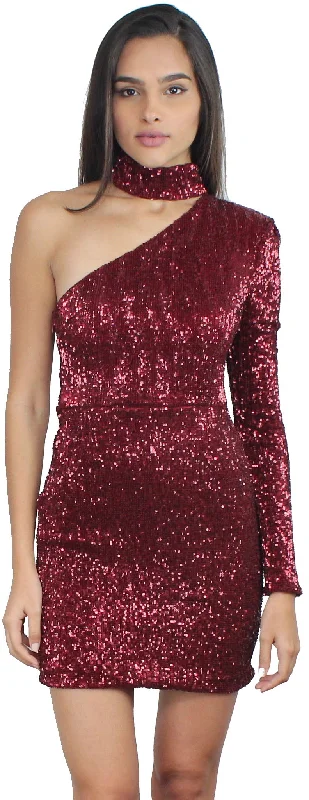 Light Up the Night Wine Sequin Dress