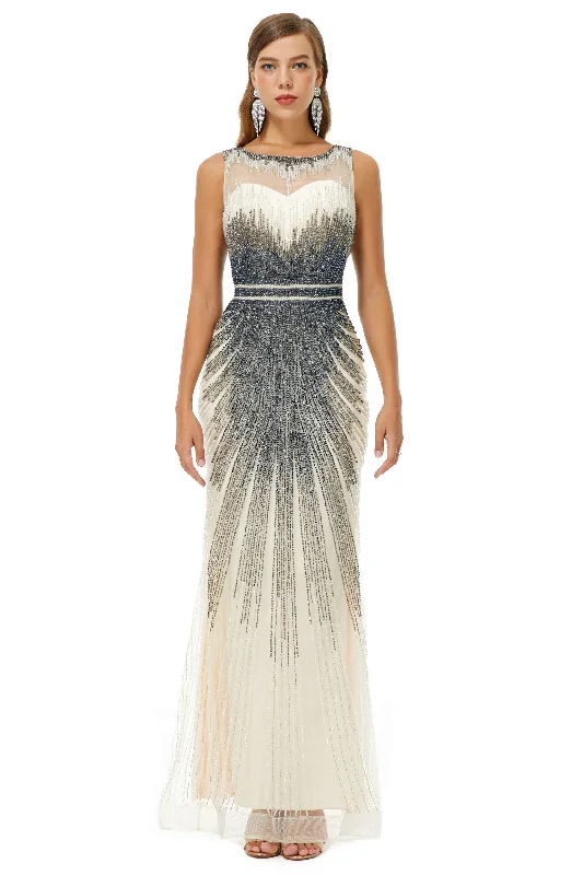 Sequin Bead Sleeveless High Neck Mermaid Corset Prom Dresses outfit