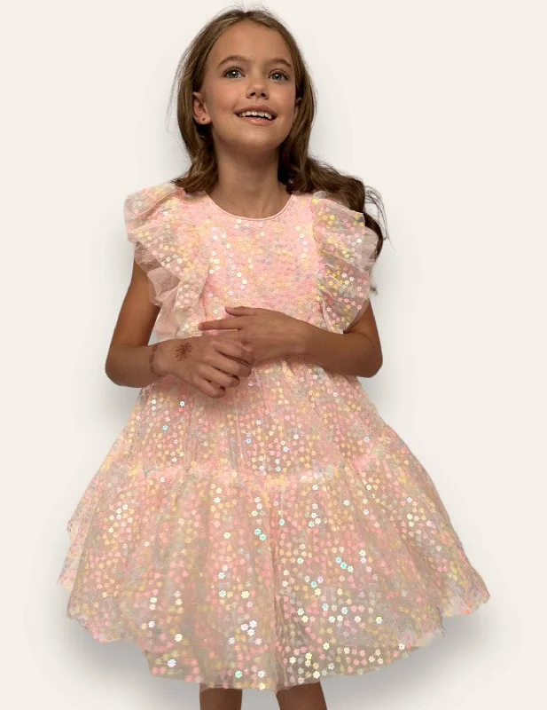 Sequin Daisy Ruffle Tulle Dress