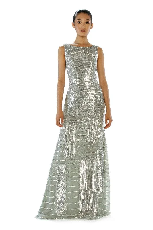 Theia - Sleeveless Bateau Sequined Gown 882323SC