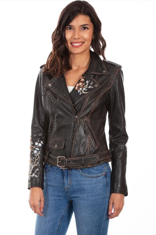 Embroidered Studded Moto Jacket.