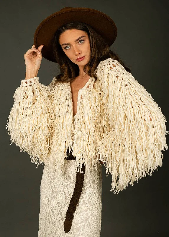 Paulie Fringe Jacket in Cream