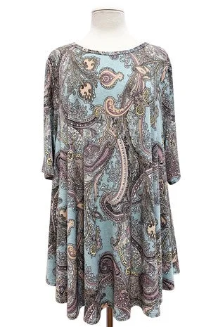 Light Aqua Paisley Dressy yet Casual Shirt Top