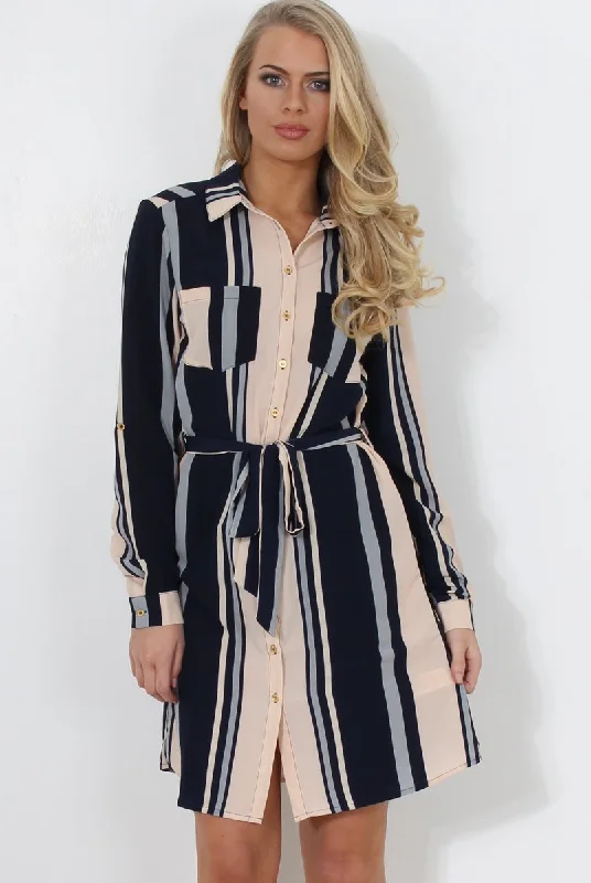 Minnie Navy Striped Shirt Dress