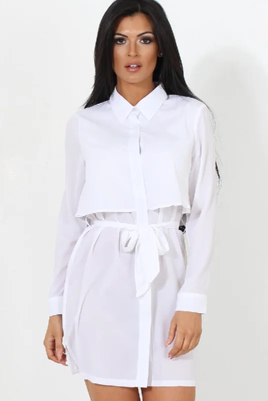 Natalia White Layered Shirt Dress