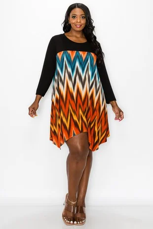 PSFU Black Upper with Chevron Multi Color Bottom Shirt Top or Dress