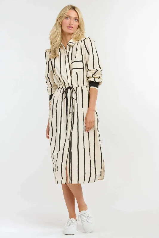 Sorrento Shirtdress | Black Stripe