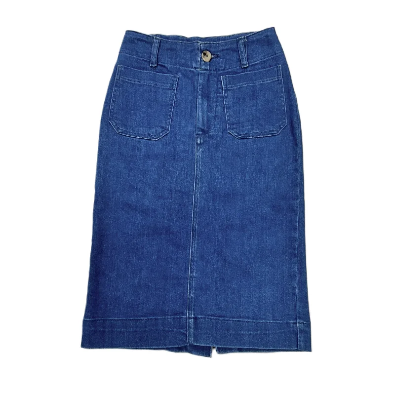 Skirt Midi By Maeve In Blue Denim, Size: Xxs